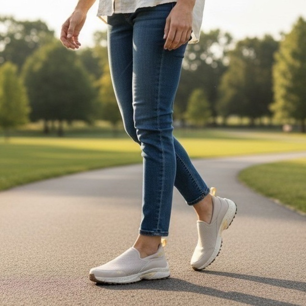 Ryka Skywalk Chill Womens Slip On Trail Walking Sneakers Beige Size 7.5